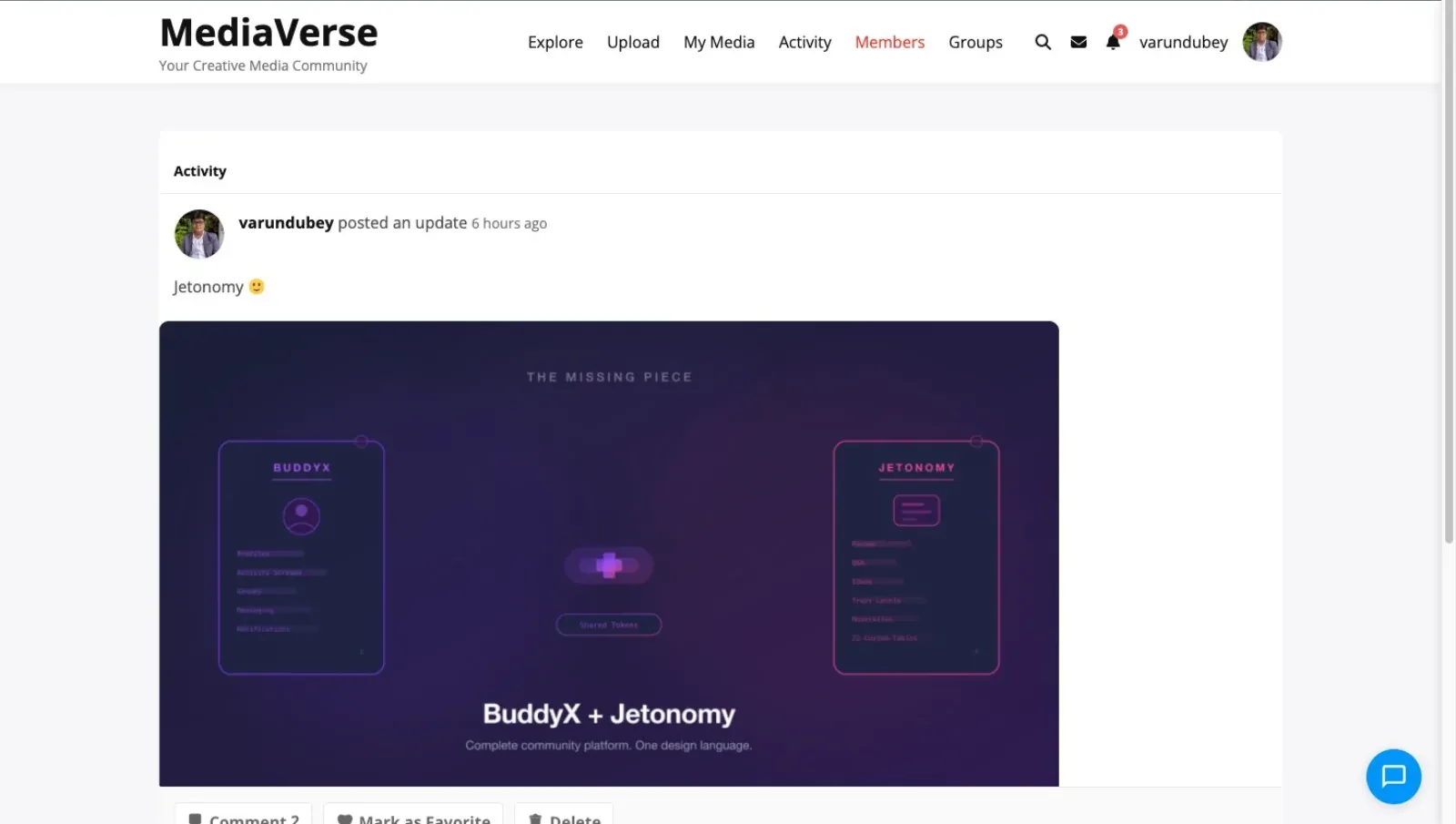 An activity post showing several attached images as a grid inside the stream