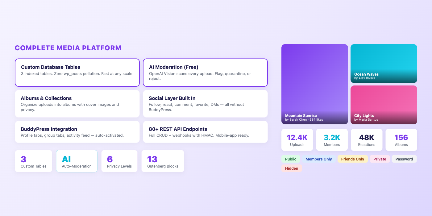 Your WordPress site deserves a real media platform. — product screenshot
