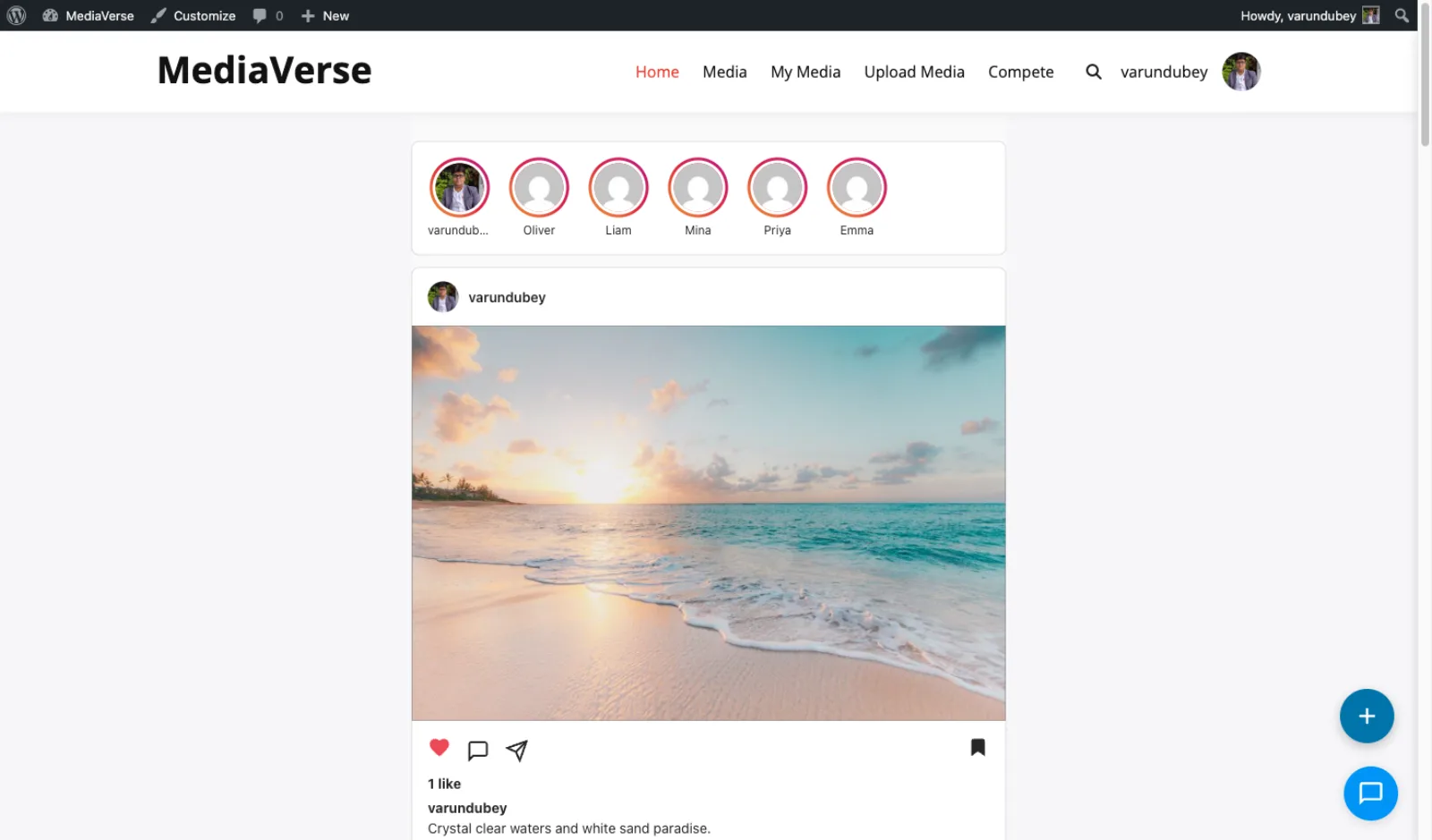 Instagram-style feed layout
