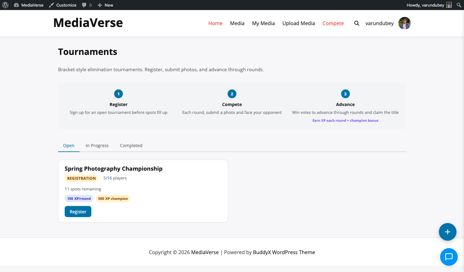 Tournament bracket visualization showing round progression